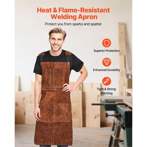 Grembiule da saldatura ignifugo in pelle bovina, resistente al calore, per fabbri, 6 paia di abbigliamento di sicurezza - Product Image 2