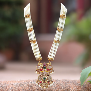 Heritage Pota Stone and Pearl Long Necklace Set 10575480WH Elegant and Stylish Accessory - Product Image 3