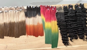 Caha 100% Remy Hair Extensions Double Drawn <b>Brown</b> Color Virgin Vietnamese Human Hair Machine Weft 100g - Product Image 2