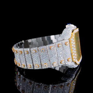 Montre Sport/Mode à Date Automatique avec Diamants Moissanite Glacés, Cadran à Chiffres Arabes au Design Unique, Boîtier et Bracelet en Acier Inoxydable, Mouvement Quartz ETA - Product Image 4