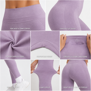 Custom <b>Women</b>’s Seamless Gym <b>Leggings</b> High Waist Stretch Yoga Pants Squat Proof Fitness Workout Tights Private Label Activewear - Product Image 3