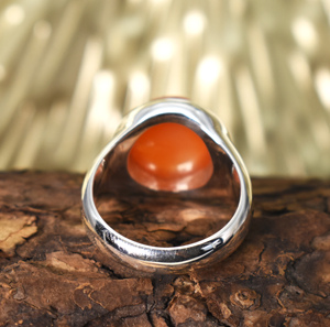 Natural Round Carnelian Cabochon <b>Ring</b> Bezel Set in 92.5 Sterling Silver <b>Crystal</b> Cabochon <b>Ring</b> Wedding <b>Ring</b> - Product Image 3