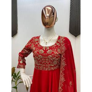 Magnifique ensemble haut-bas et dupatta pour les fêtes, taille XL, Salwar Kameez en polyester, rehaussez votre look de soirée - Product Image 2
