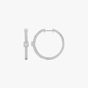 1CTW <b>Princess</b> Round Lab Grown Diamond <b>Petite</b> Hoop Earrings with IGI Certified & VS1 Clarity 14KT Gold Trendy Women's Jewelry - Product Image 6