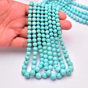 AAA+ Turquoise 5mm-11mm Smooth Round <b>Beads</b> Natural Arizona <b>Blue</b> Turquoise Semi Precious Gemstone Loose <b>Beads</b> for Jewelry Making - Product Image 3
