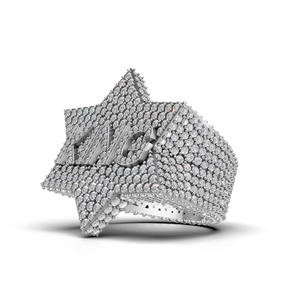 แหวนมอสซาไนต์ทรงดาวประดับเพชร Avina Jewels เงินแท้ 925 พร้อมสร้อยคอฮิปฮอปแบบฝังเพชรขนาดเล็กสำหรับผู้ชาย ได้รับการรับรองจาก GRA ชุบโรเดียม - Product Image 2