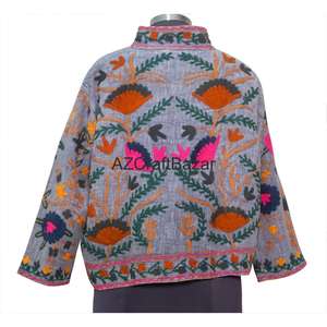 Chemisier Femme Col V Motif Floral Vintage Broderie Suzani TNT Multi-saisons Printemps Dessiné à la Main Écologique Respirant Séchage Rapide - Product Image 5