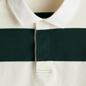 Men's Custom Logo Vintage Heavyweight <b>T</b>-<b>shirt</b> Oversized Cotton <b>Stripe</b> Rugby <b>Long</b> <b>Sleeve</b> Polo Sweatshirt Street Clothing OEM - Product Image 5