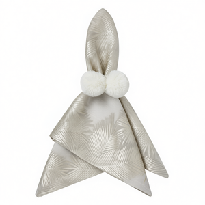 Juego de 4 Servilleteros Blancos con Mini Pompones para Decoración de Fiestas - Product Image 2