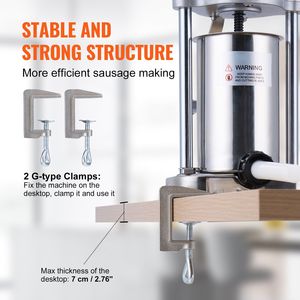 Insaccatrice Manuale 2L/5LBs con Barile in Acciaio Inox 304 per Alimenti e Morsetto Tipo G per Uso Domestico - Product Image 3