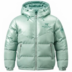 Chaqueta Acolchada con Capucha para Hombre, Diseño Color Block, Resistente al Viento, Deportiva, con Cierre Frontal, Relleno Grueso de Poliéster - Product Image 2