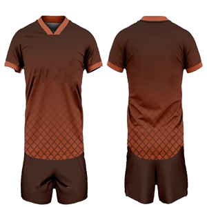 Maillot de football pour homme, col en V, manches courtes, couleur marron, polyester respirant, motif géométrique, coupe athlétique toutes saisons - Product Image 3