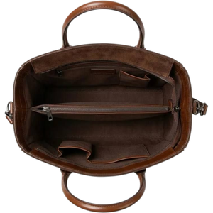 Brown Croco Print Women's Genuine Leather Casual Tote Bag Removable <b>Shoulder</b>/Cross-Body <b>Strap</b> Zipper Large Capacity Lightweight - Product Image 3