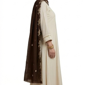 Wholesale OEM Women Chiffon Long Hijab Shawl Floral Rhinestone Embroidery Soft Breathable Summer Lightweight Supplier - Product Image 4