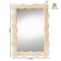 Espejo de Pared Estilo Boho, Tejido a Mano con Ratán Natural, Diseño Festoneado