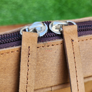 Light Brown Lather <b>Laptop</b> <b>Briefcase</b> Durable Front Zipper Pocket Dual Top Handles Daily Carry Business Travel Messenger <b>Bag</b> - Product Image 4