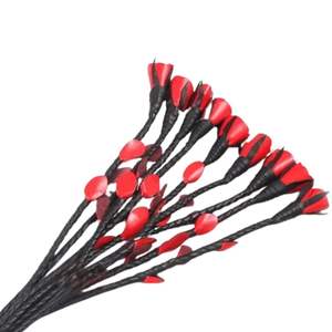 Flogger de piel de oveja auténtica con estampado por transferencia térmica, mango liso y redondeado, hebilla de acero, 2.5 cm de ancho, detección de aguja, múltiples opciones flexibles - Product Image 3