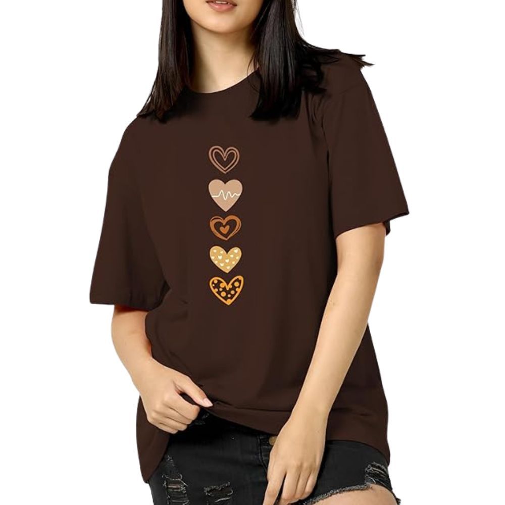 Women's Casual Printed Round Neck, Oversized Longline Drop Shoulder Boho Style T-Shirt