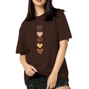 เสื้อยืดคอกลมพิมพ์ลายลำลองสำหรับผู้หญิง ทรงโอเวอร์ไซส์ ไหล่ตก สไตล์โบโฮ - Product Image 1