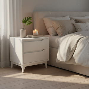 Mesa de Noche Moderna Marrón con 2 Cajones, Diseño Ecológico para Salas de Estar y Comedor - Product Image 2