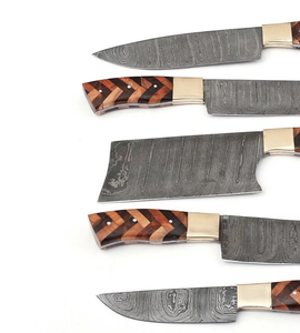 Ensemble de couteaux en acier Damas Legacy Blades, 5 pièces, manche en bois, couteaux de chef, 67 couches, faits à la main, ambidextres, finition satinée - Product Image 3