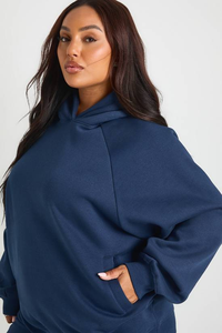 Sweat-shirt décontracté d'hiver pour femme, à manches longues, uni, léger, ample, avec poche avant, sans cordon, 100% coton - Product Image 3