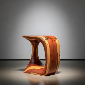 Luxury Spiral Wooden Accent <b>Table</b> – Handcrafted Solid Wood Designer <b>Stool</b> - Product Image 1