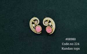 Pendientes colgantes vintage 08980, chapados en oro, con piedra doble de circonita, pendientes de latón con diseño floral para mujer, joyería para fiestas. - Product Image 4