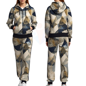 Survêtement de sport décontracté personnalisé OEM à capuche, imprimé numérique, pour l'entraînement et le jogging, vêtements de sport pour femmes, 100% coton, écologique - Product Image 5