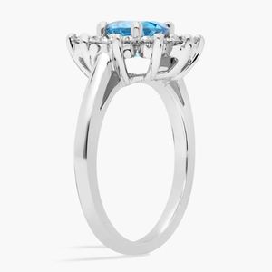 Blue Topaz Cocktail <b>Ring</b> <b>925</b> Sterling <b>Silver</b> Plated Luxury Engagement Wedding Statement <b>Ring</b> Elegant Gemstone Gift for Her Party - Product Image 2