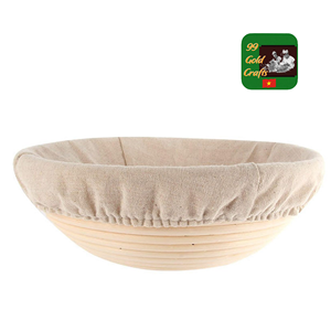 Cesta redonda de ratán vietnamita de 9 pulgadas para fermentar pan de masa madre, juego de cestas artesanales para panaderos - Product Image 3
