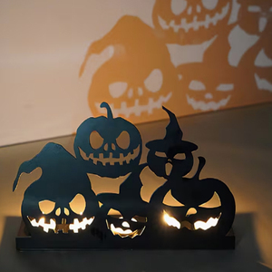 Halloween Metal Cut-Out <b>Candle</b> Holder Pumpkin <b>Skull</b> Shadow Lantern for Halloween Party Decoration - Product Image 4