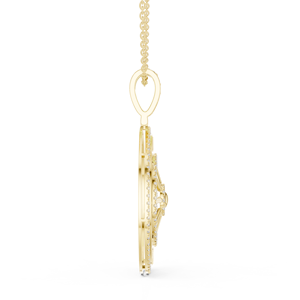 14K Yellow Gold Lab Grown Diamond Luxury Yellow Gold Diamond <b>Compass</b> Pendant <b>Necklace</b> Nautical Wheel Micro Pave Jewelry - Product Image 2