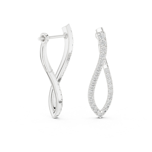 Pendientes de Oro Blanco de 14K con Diamantes Cultivados en Laboratorio, Redondos, para Mujer |   Ropa de Oficina |   Diamante Cultivado Nuevo - Product Image 2