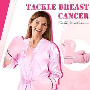 Conjunto de 2 piezas de disfraz de boxeo para Halloween, con diseño de concienciación sobre el cáncer de mama, talla XL, bata de boxeo y guantes de satén rosa para adultos, conjunto de boxeadora para mujer - Product Image 5
