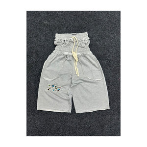 Shorts Bermuda Homme Gris en Toile Polyester/Coton à Taille Mi-Haute avec Cordon de Serrage, Poches Avant, Décontracté, Respirant, Coupe-Vent, Écologique - Product Image 1