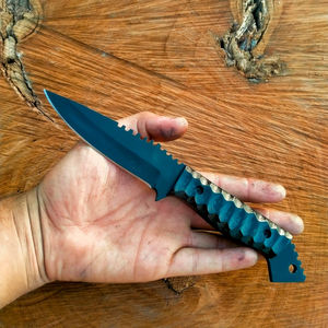 Nouveau Couteau de Chasse et de Camping DIY en Acier Damas de Haute Qualité, Fait Main, 8 Pouces, Lame Droite 5mm, Manche en Bois, Revêtement Poudré, OEM - Product Image 1