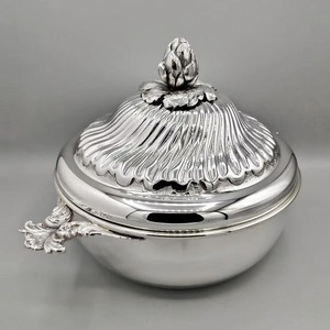 Casserole ronde en acier inoxydable avec poignées en bois, chauffe-plats isolé, 33 cm, design moderne - Product Image 5