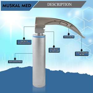 Ensemble professionnel d'opérations vétérinaires LED Combo : Laryngoscope d'urgence pour intubation, 3 lames Macintosh, 3 lames Miller, manuel, en acier, par Dentavex - Product Image 4