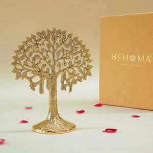 Escultura de Latón Hecha a Mano de 7 Pulgadas del Árbol Kalpvriksh de Behoma para Decoración Moderna del Hogar - Product Image 1