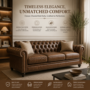 Luxury Real Leather Chesterfield Three Seater <b>Sofa</b> Traditional Button Tufted Nailhead Trim <b>Sofa</b> <b>Bed</b> Home Hotel Park Workshop Use - Product Image 5