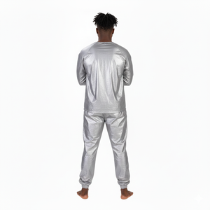 Combinaison de sudation fitness à prix de gros direct usine, avec revêtement argenté, taille élastique, respirante et extensible dans les quatre sens, pour la perte de poids - Product Image 2