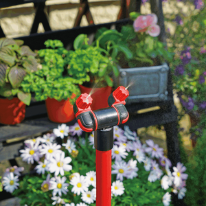 Mini soporte de refrigeración de nebulización extensible para exteriores de 20 pulgadas con boquillas ajustables de doble ángulo libre, sistema de pistolas de agua para manguera de jardín - Product Image 1