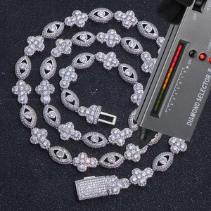 Mens Lab Grown Diamond 925 Silver Iced Out Interlocking Link Chain Cuban Style Luxury <b>Statement</b> <b>Necklace</b> Fashion Jewellery Bling - Product Image 1