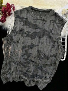Men's Summer Casual Gym Tank <b>Top</b> 100% Cotton Breathable Comfortable Sleeveless Tee <b>Maroon</b> Black Design - Product Image 5