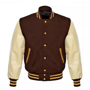 Nouvelle veste bomber varsity personnalisable pour homme, blanc et bleu, couleurs personnalisées, respirante, séchage rapide, polyester-coton, manches longues - Product Image 3