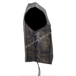 Chaleco de Cuero Antiguo para Mujer, Estilo Motero, Elegante, para Motociclismo, Duradero, Cómodo, con Cordones Laterales, Resistente al Viento, para Invierno - Product Image 5