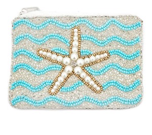 Monedero de cuentas hecho a mano con flecos de plata y turquesa, bordado con cuentas de semillas, bolsa con cremallera, estilo bohemio, moda occidental, lujo - Product Image 1