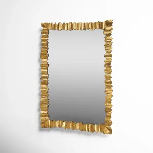Art Deco Gold Plated <b>Rectangle</b> <b>Wall</b> <b>Mirror</b> Abstract Irregularity Design Home Decor Living Room Single-piece Package - Product Image 1