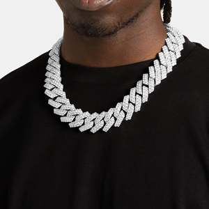 Men's 925 Silver Rhodium 14k Gold Plated <b>Statement</b> <b>Necklace</b> Cuban Chain Hiphop Style Everyday Wear Anniversary Gift - Product Image 5